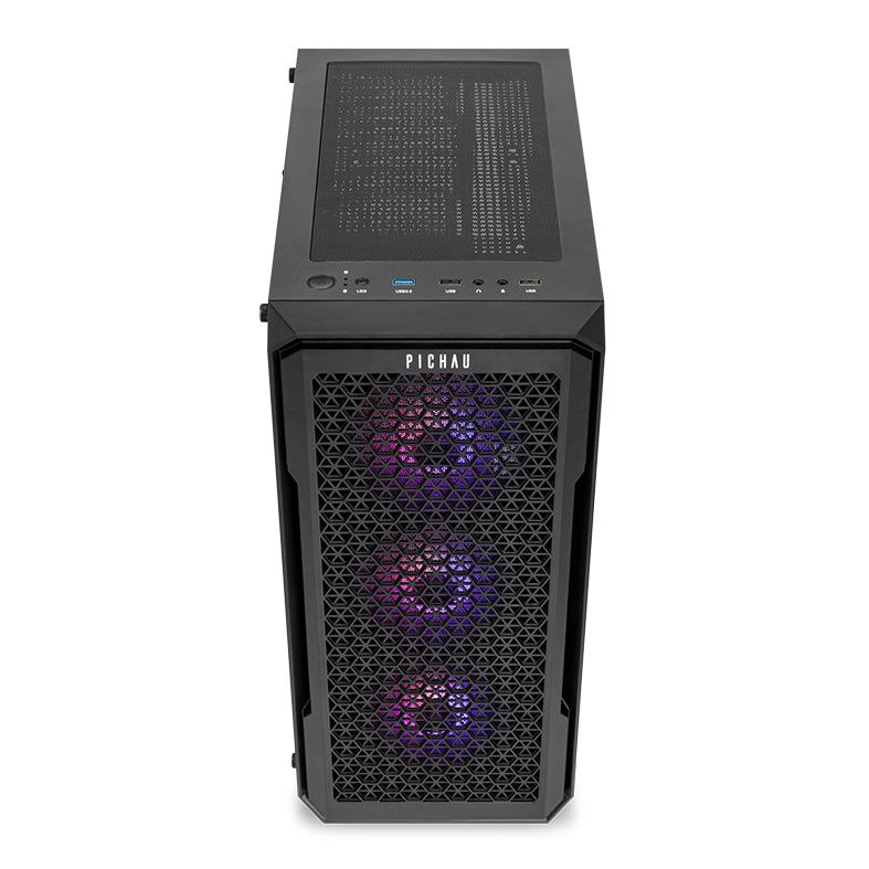 Gabinete Gamer Pichau Apus RGB, Mid-Tower, Lateral de Vidro Temperado, Com 3 Fans, Preto, PG-APS-RGB01