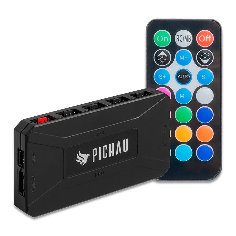 Controlador PWM e ARGB Pichau Feather P1, 5P PWM 4Pin + 5P ARGB, PG-ARPW-BK01