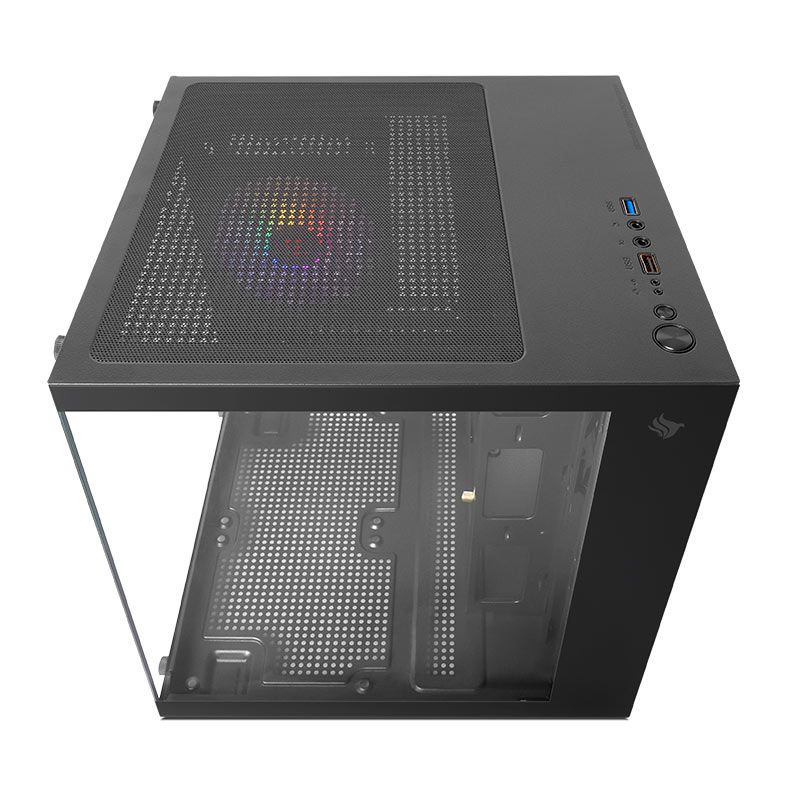 Gabinete Gamer Pichau Atom, Mini-Tower, Lateral de Vidro, Com 1 Fan, Preto, PG-ATOM-BK