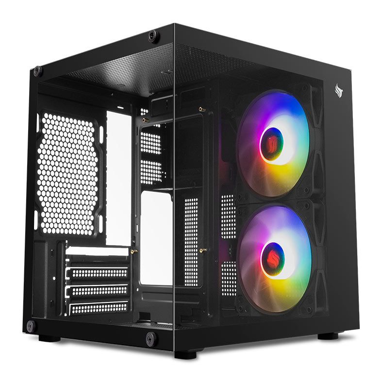 Gabinete Gamer Pichau Atom X, Mini-Tower, Lateral de Vidro, Com 2 Fans, Preto, PG-ATOMX-BK