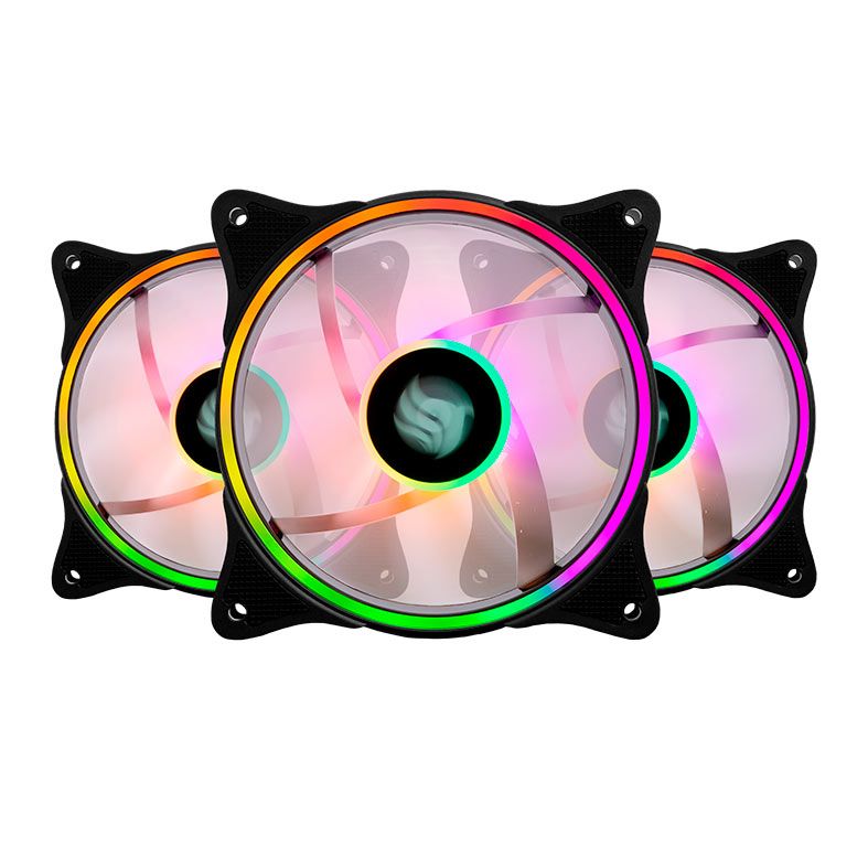 Kit Ventoinhas Pichau Dual Ring P1, ARGB, 3x120mm, Preta, PG-DRP-BK01