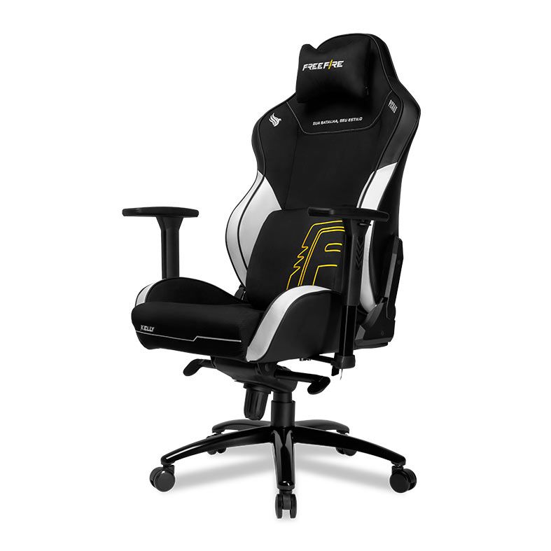 Cadeira Gamer Pichau Omega S Free Fire Kelly, Espuma Moldada, Braco 3D, Preto e Branco, PG-FF-KELLY