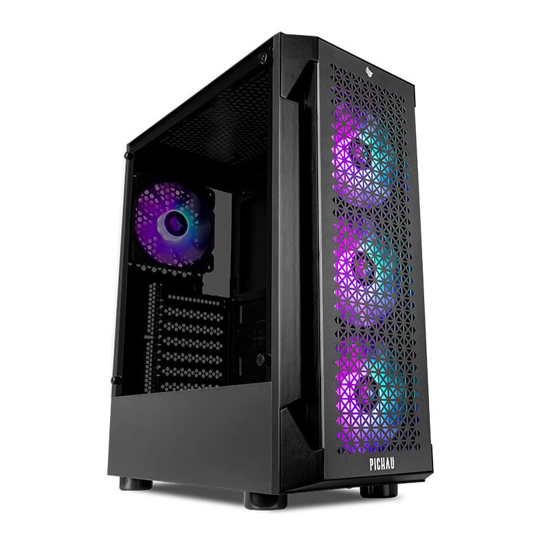 Gabinete Gamer Pichau Gaia, RGB, Mid-Tower, Lateral de Vidro, Com 4 Fans, Preto, PG-GAIA-RGB01
