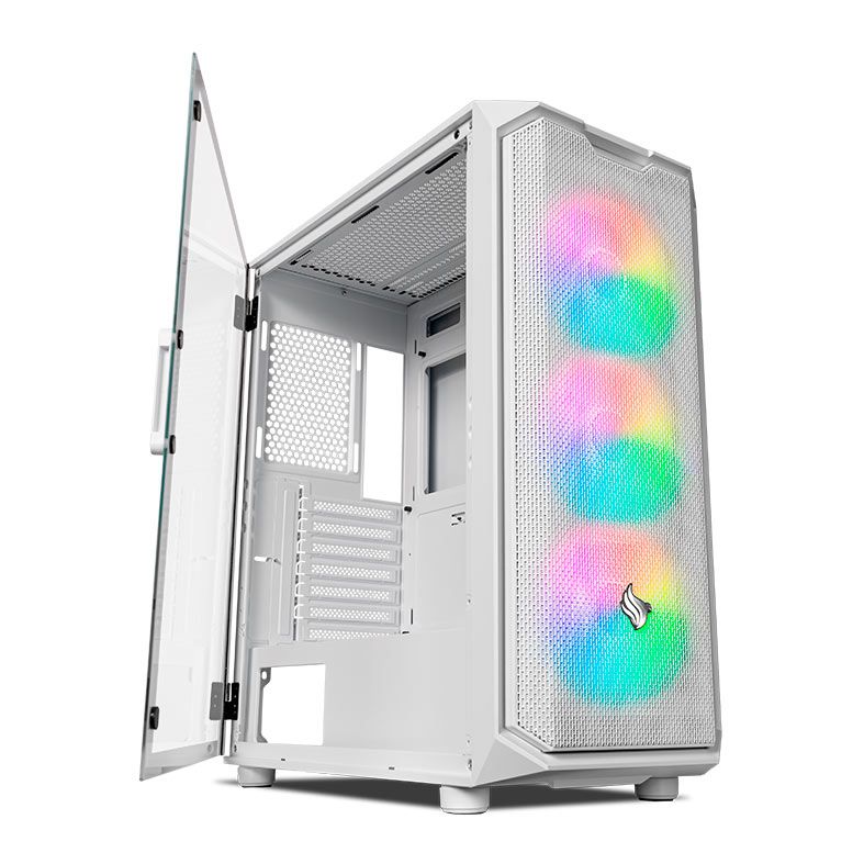 Gabinete Gamer Pichau Gadit L, ARGB, Mid-Tower, Lateral de Vidro, Com 3 Fans, Branco, PG-GDLWH-ARGB01