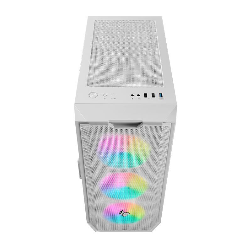 Gabinete Gamer Pichau Gadit L, ARGB, Mid-Tower, Lateral de Vidro, Com 3 Fans, Branco, PG-GDLWH-ARGB01