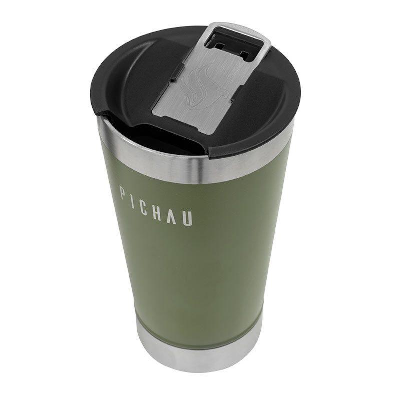 Kit Copo verde Pichau e Porta Copo Pichau