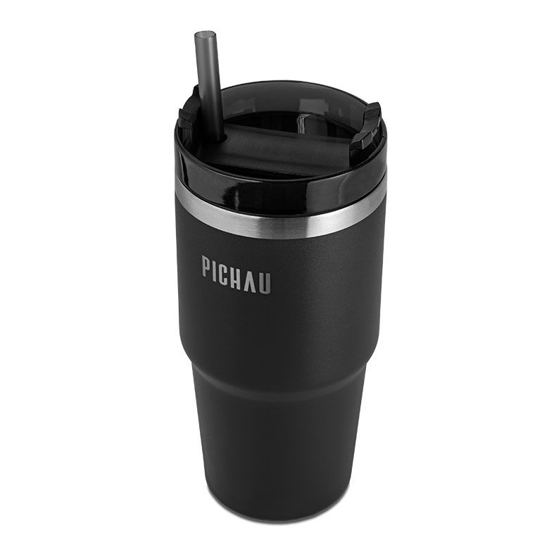 Copo Termico Pichau HR120, 600ml, Com Canudo, Preto, PG-HR120-BL01