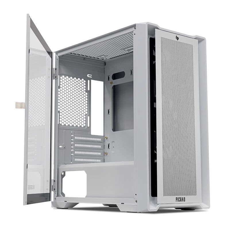 Gabinete Gamer Pichau HX550M, Mid-Tower, Lateral de Vidro, Com 3 Fans, Branco, PG-HX55M-WT01