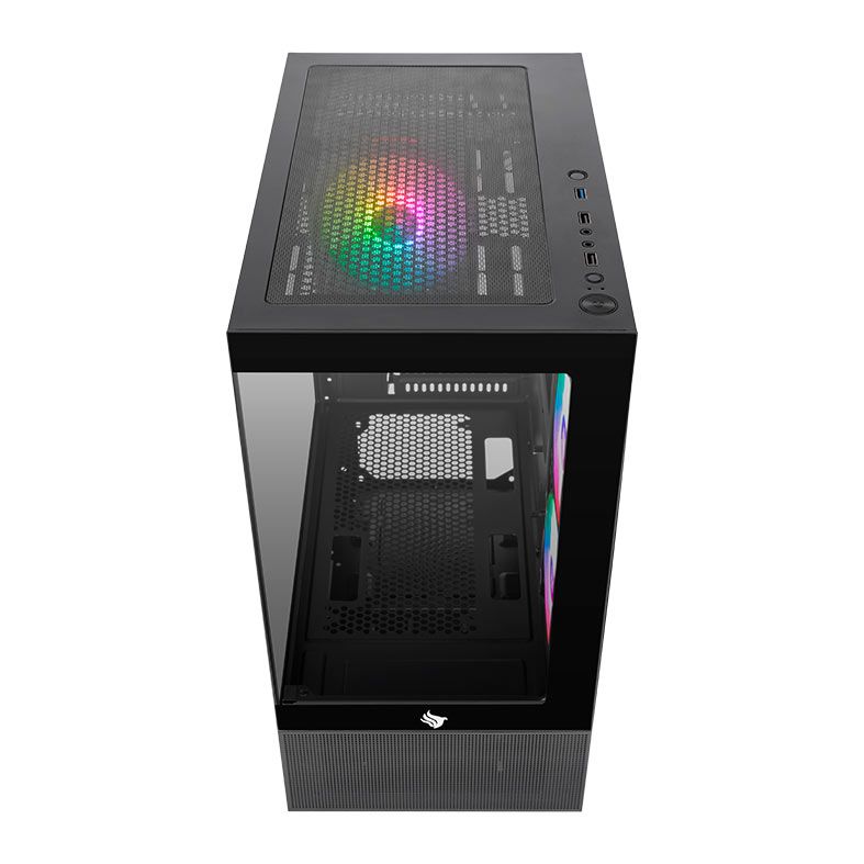 Gabinete Gamer Pichau Magpie 4, Rainbow, Mid-Tower, Lateral de Vidro, Com 3 Fans, Preto, PG-MAG4-BK3F