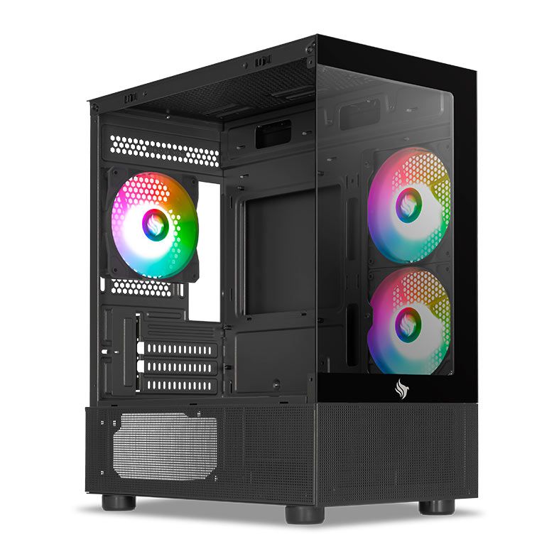 Gabinete Gamer Pichau Magpie 4, Rainbow, Mid-Tower, Lateral de Vidro, Com 3 Fans, Preto, PG-MAG4-BK3F