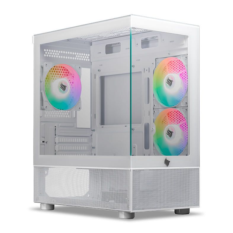 Gabinete Gamer Pichau Magpie 4, Rainbow, Mid-Tower, Lateral de Vidro, Com 3 Fans, Branco, PG-MAG4-WH3F