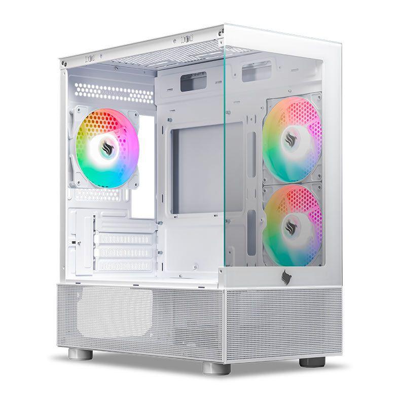 Gabinete Gamer Pichau Magpie 4, Rainbow, Mid-Tower, Lateral de Vidro, Com 3 Fans, Branco, PG-MAG4-WH3F