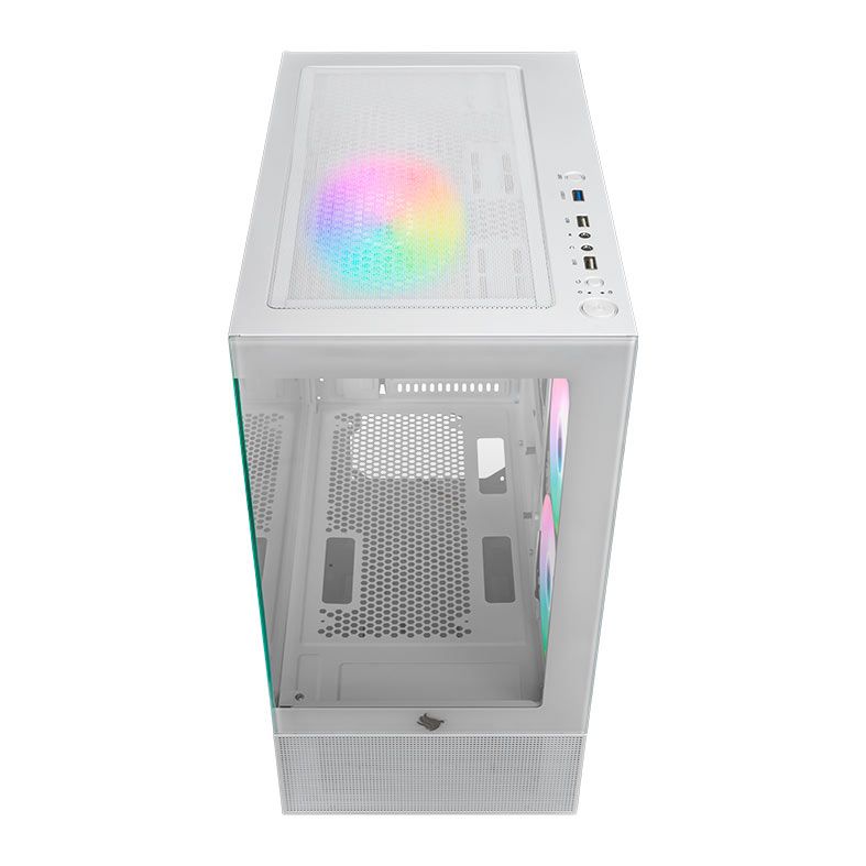 Gabinete Gamer Pichau Magpie 4, Rainbow, Mid-Tower, Lateral de Vidro, Com 3 Fans, Branco, PG-MAG4-WH3F