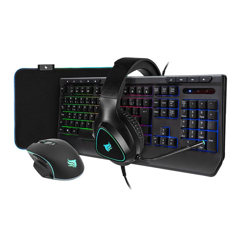 OPENBOX Combo Gamer Pichau Netuno 4x1, Rainbow,  Teclado ABNT2, Mouse 8000DPI, Mousepad Medio, Headset Drivers 50mm, PG-NTN-RBW01