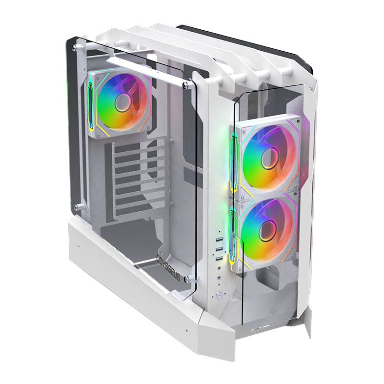 PRE VENDA - Gabinete Gamer Pichau Odysseus, RGB, Mid-Tower, Lateral de Vidro, Com 3 Fans, Branco, PG-ODY-WH3F