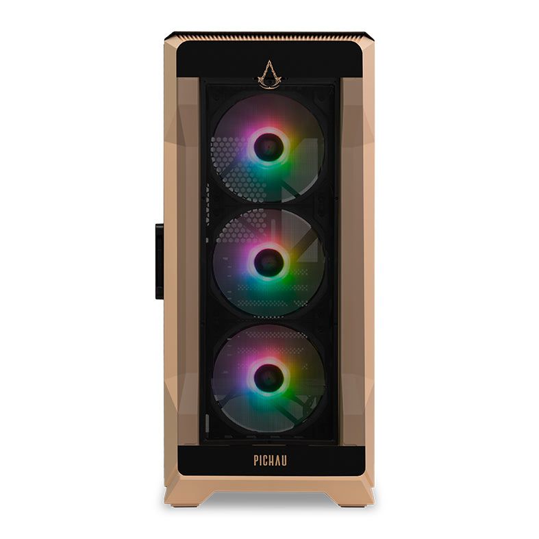 Gabinete Gamer Pichau Pouter 3 Assassin's Creed Mirage, RGB, Mid-Tower, Lateral de Vidro, Com 3 Fans, PG-P03-MRG