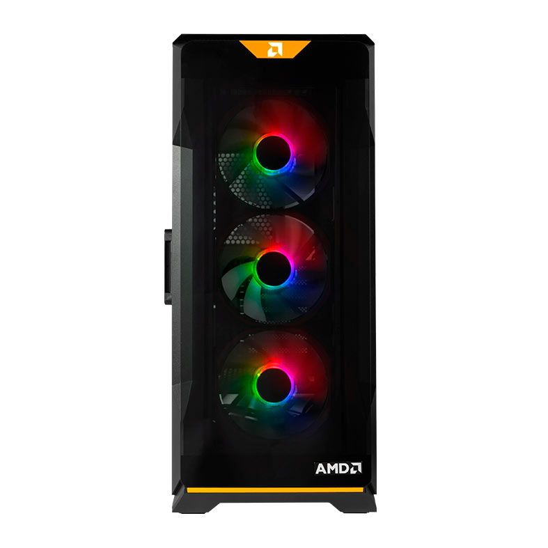 Gabinete Gamer Pichau Pouter 3 RGB AMD EX SE, Mid-Tower, Lateral de Vidro, Com 3 Fans, Preto, PG-P03AM-XSE