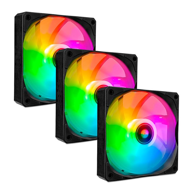 Kit Ventoinhas Pichau Feather P1, RGB, 3x120mm, Preto, PG-P1RGB-BK3