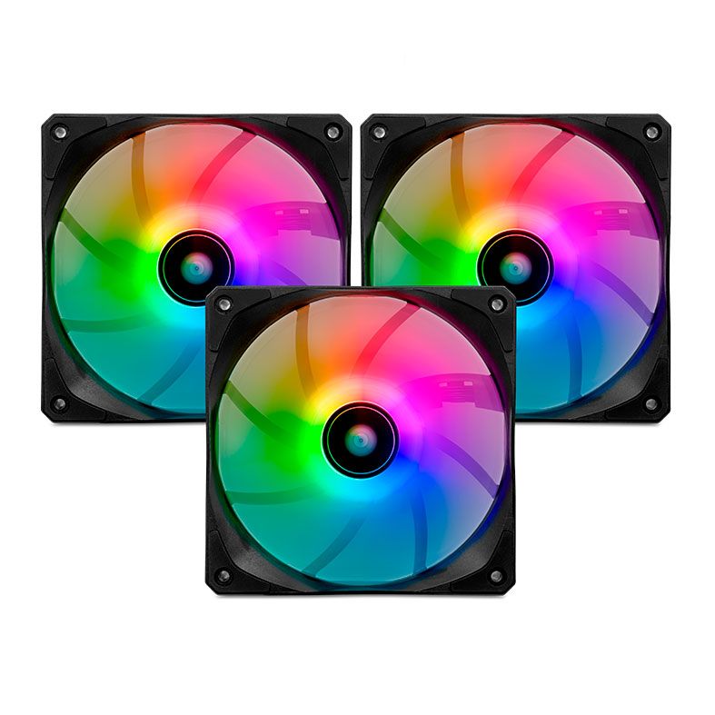 Kit Ventoinhas Pichau Feather P1, RGB, 3x120mm, Preto, PG-P1RGB-BK3