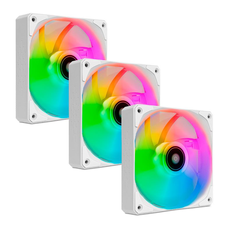 Kit Ventoinhas Pichau Feather P1, RGB, 3x120mm, Branca, PG-P1RGB-WH3