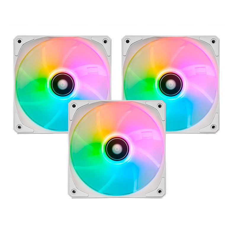Kit Ventoinhas Pichau Feather P1, RGB, 3x120mm, Branca, PG-P1RGB-WH3