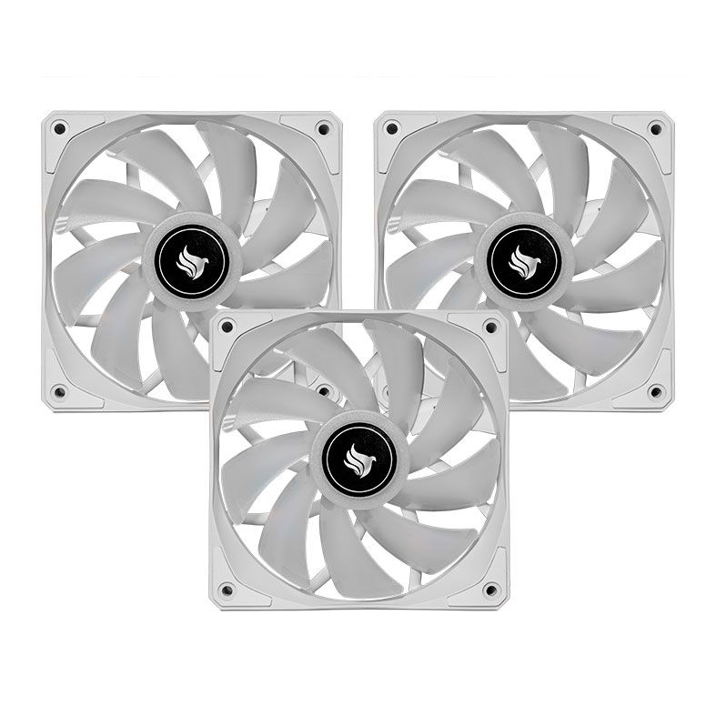 Kit Ventoinhas Pichau Feather P1, RGB, 3x120mm, Branca, PG-P1RGB-WH3