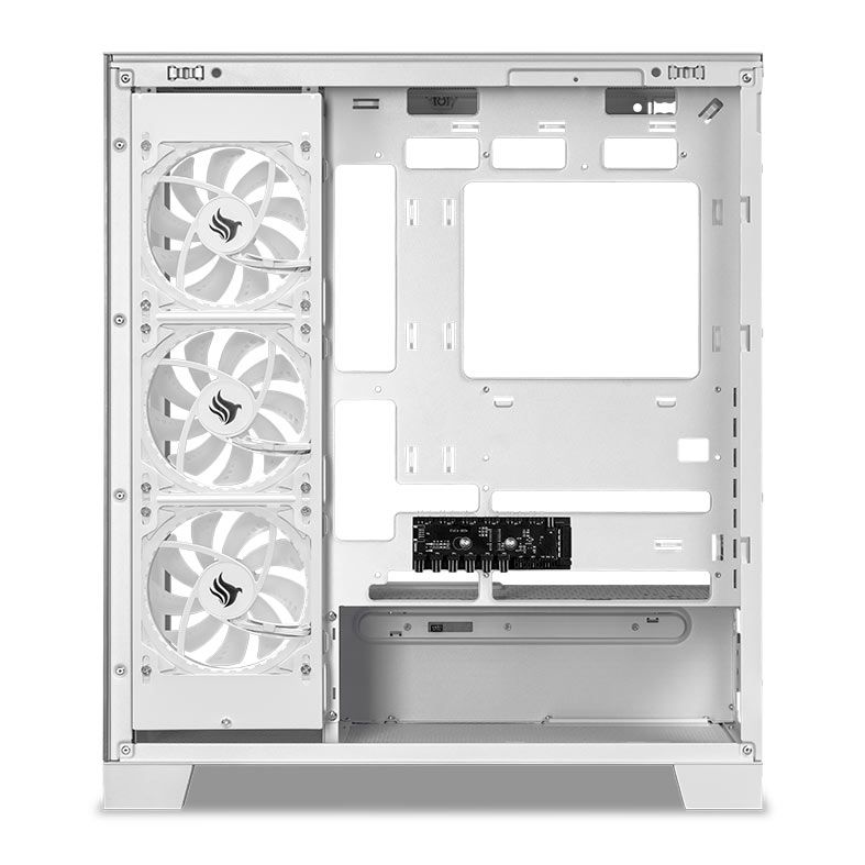 Gabinete Gamer Pichau Pouter 4, RGB, Lateral e Frontal De Vidro, Com 3 Fans, Branco, PG-PO4-WH-3F