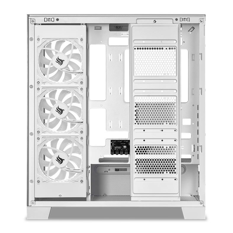 Gabinete Gamer Pichau Pouter 4, RGB, Lateral e Frontal De Vidro, Com 3 Fans, Branco, PG-PO4-WH-3F