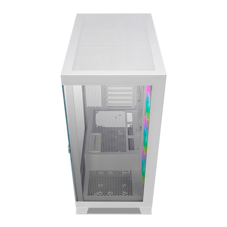 Gabinete Gamer Pichau Pouter 4, RGB, Lateral e Frontal De Vidro, Com 3 Fans, Branco, PG-PO4-WH-3F