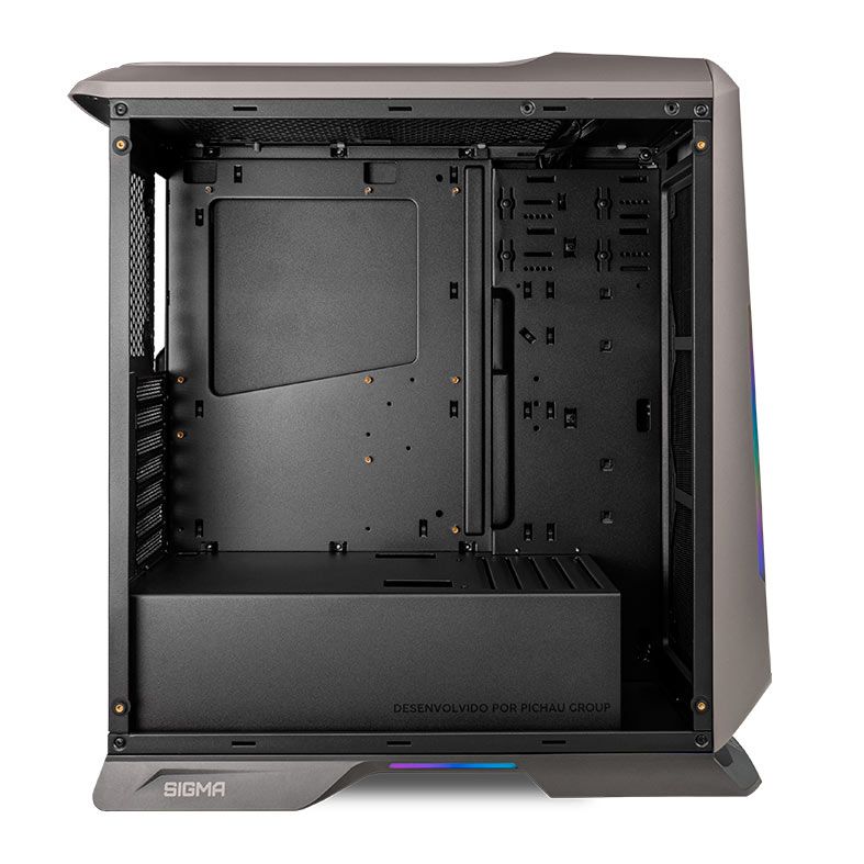 Gabinete Gamer Pichau Sigma, Mid-Tower, RGB, Lateral de Vidro, Cinza e Preto, PG-SIGMA-01