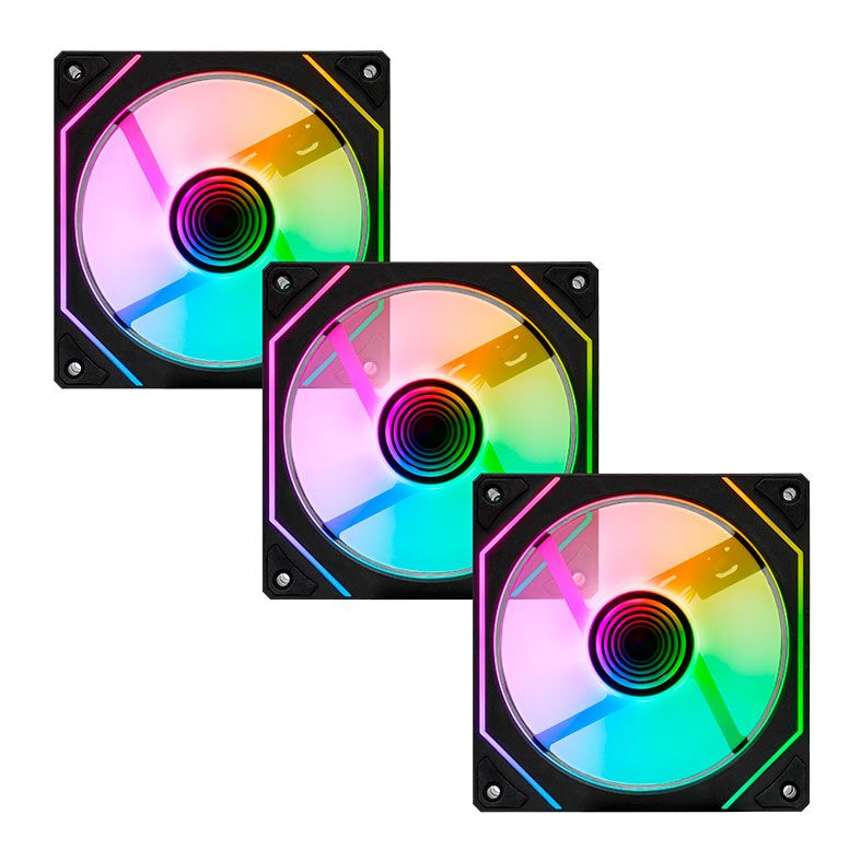 Kit Ventoinhas Pichau Wave P1, ARGB, 3x120mm, Preto, PG-WPRGB-BK01