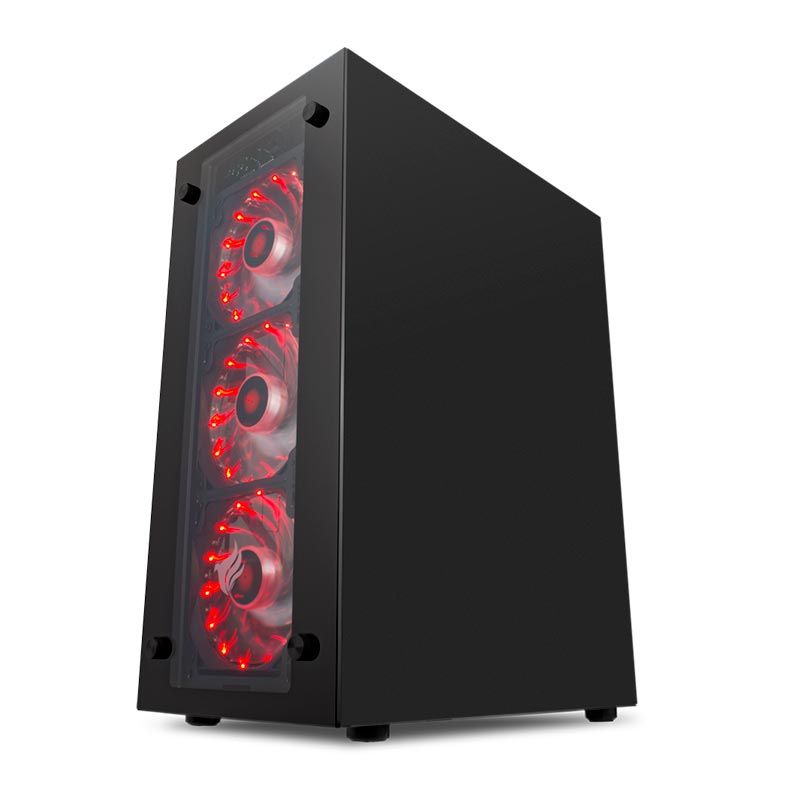 Gabinete Gamer Pichau Magpie III Led Vermelho Lateral/Frontal Vidro, PGMA-03-RED