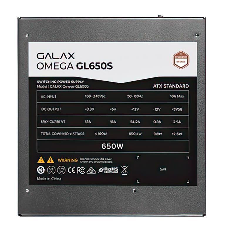 Fonte Galax Omega GL650S, 650W, Cybenetics Bronze, Preto, PGO65BOTNATB0 ...