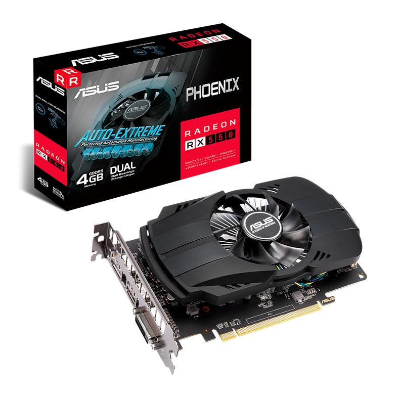 Placa de Video Asus Radeon RX 550 Phoenix EVO, 4GB, GDDR5, 128-bit, PH-RX550-4G-EVO