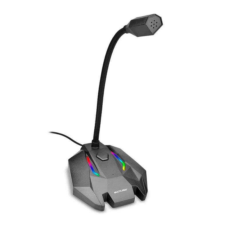 Microfone Gamer Multi, USB, Com LED, Preto, PH363