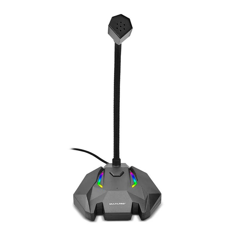 Microfone Gamer Multi, USB, Com LED, Preto, PH363