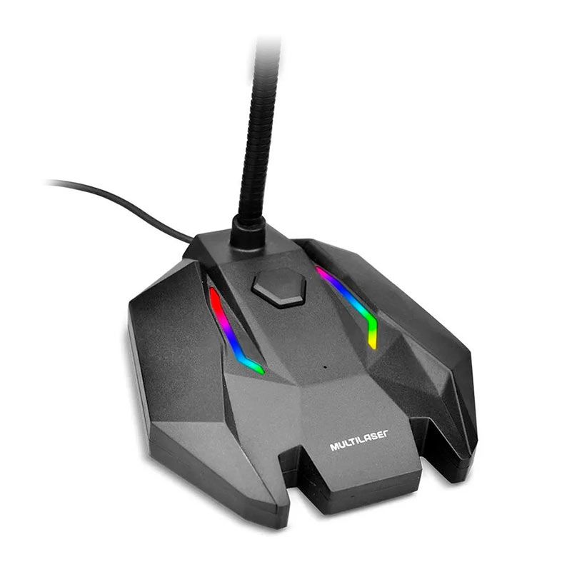 Microfone Gamer Multi, USB, Com LED, Preto, PH363