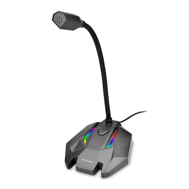 Microfone Gamer Multi, USB, Com LED, Preto, PH363