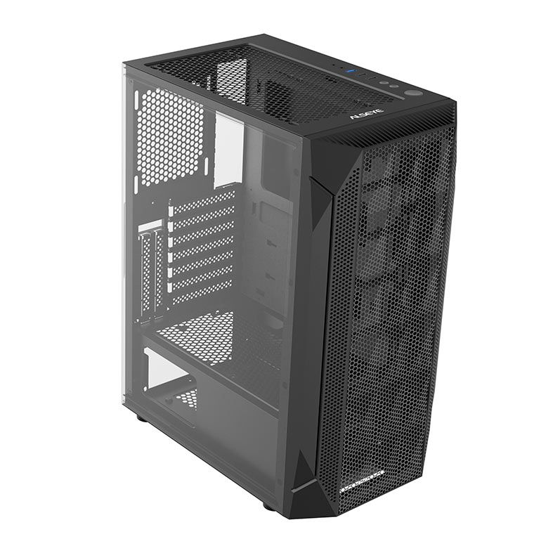 Gabinete Gamer Alseye Pinwheel Mesh, Mid-Tower, Lateral de Vidro, Preto, PINWHEEL-B