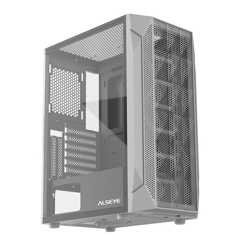 Gabinete Gamer Alseye Pinwheel Mesh, Mid-Tower, Lateral de Vidro, Branco, PINWHEEL-W