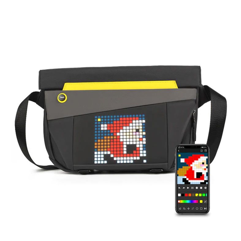 SlingBag Divoom Pixoo-V, Tela Led 4,7 Pol, Usb, Bluetooth, PIXOO-SLINGBAG-V-BLACK