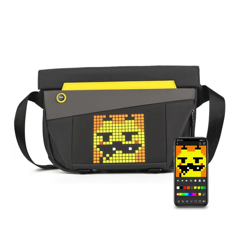 SlingBag Divoom Pixoo-V, Tela Led 4,7 Pol, Usb, Bluetooth, PIXOO-SLINGBAG-V-BLACK