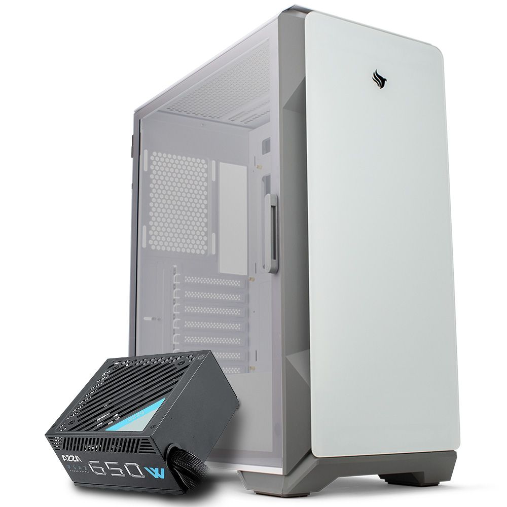 Pichau Kit Upgrade, Gabinete Gamer Pichau Pouter 3 Branco + Fonte Azza 650W