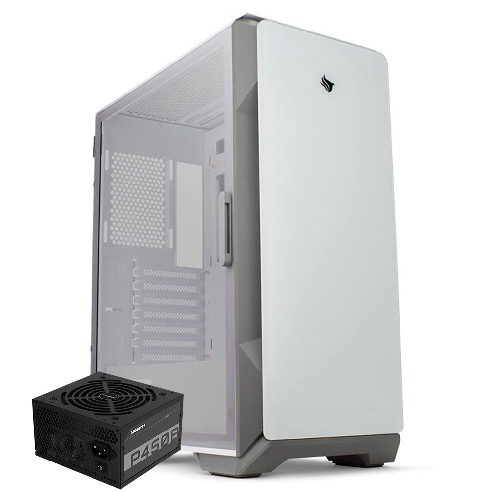 Pichau Kit Upgrade, Gabinete Pichau Pouter 3 Branco + Fonte Gigabyte 450W