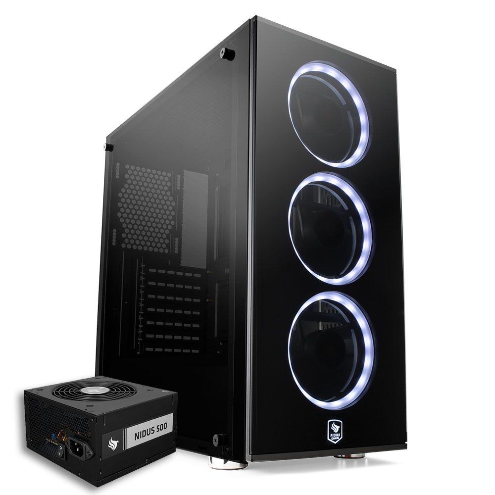 Pichau Kit Upgrade, Gabinete Pouter II Led Branco + Fonte Pichau Nidus 500W PG-5001-BR-OEM