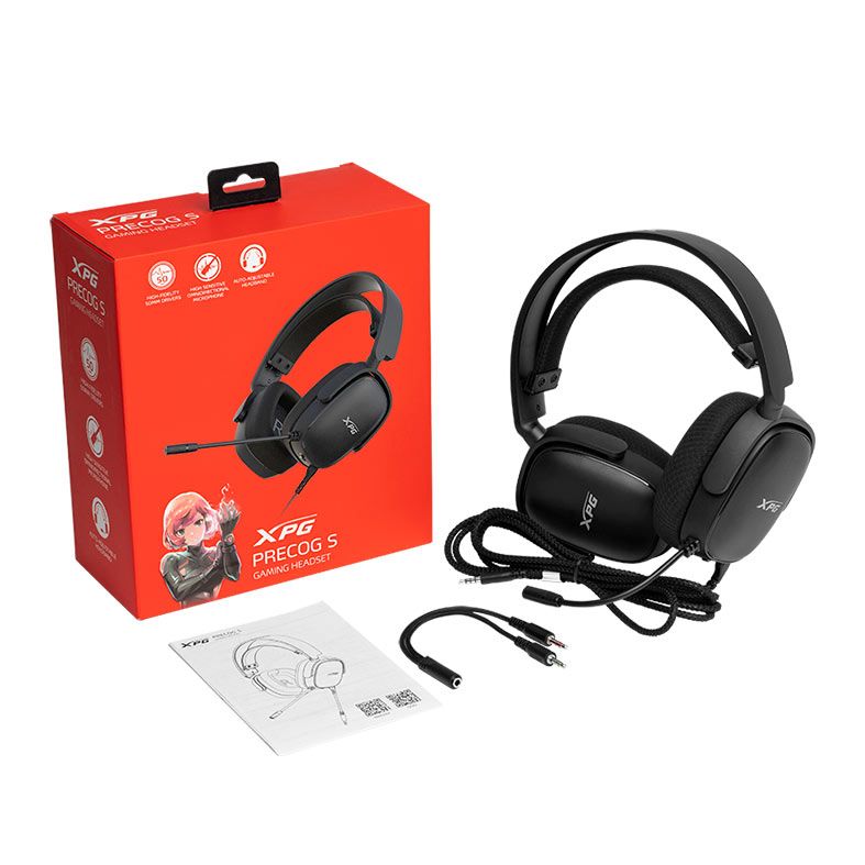 Headset Gamer XPG Precog S, Drivers 50mm, 3.5mm, Cabo 2.1M, Preto, PRECOGS-BKCWW