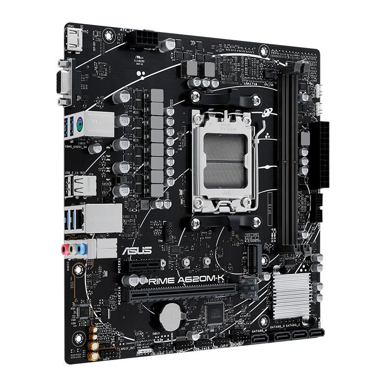 Placa Mae Asus PRIME A620M-K, DDR5, Socket AMD AM5, M-ATX, Chipset AMD A620, PRIME-A620M-K