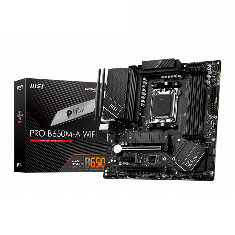 Placa Mae MSI Pro B650M-A Wifi, DDR5, Socket AM5, Chipset AMD B650, PRO-B650M-A-WIFI