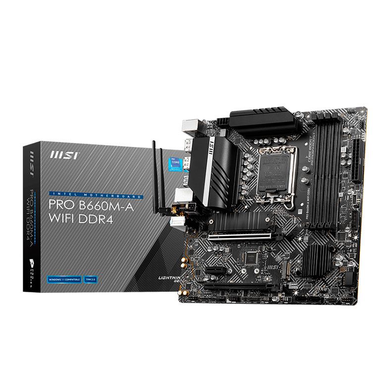 Placa Mae MSI PRO B660M-A WIFI, DDR4, Socket LGA 1700, M-ATX, Chipset Intel B660, PRO-B660M-A-WIFI