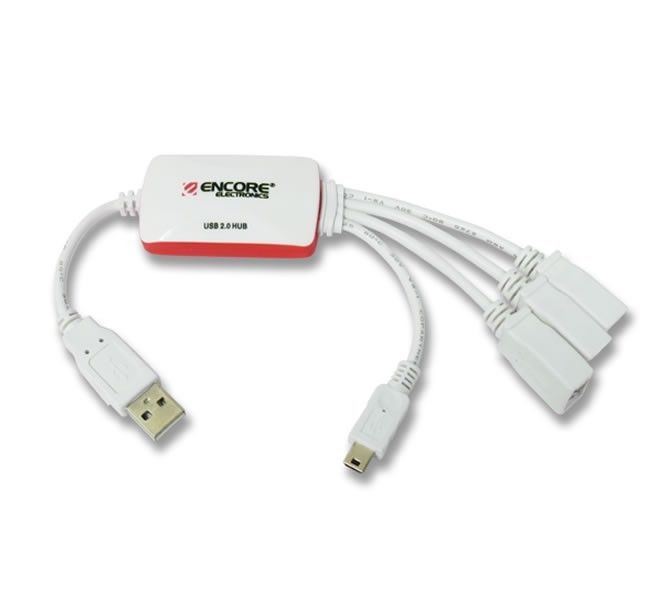 Hub USB 2.0 4 Portas C/ Mini USB Encore, ENXUH-310 - BOX